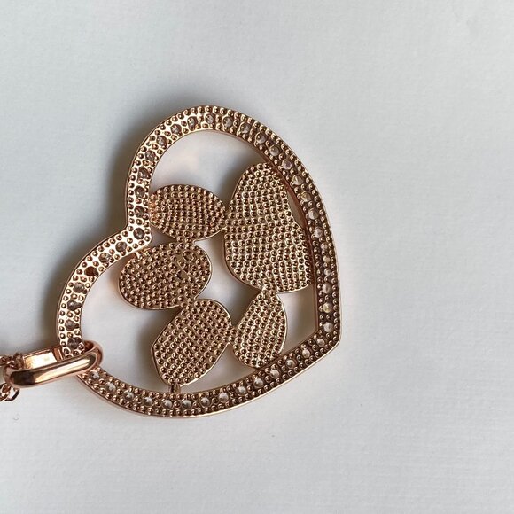 FAC Sparkly Crystal Paw Print Necklace Rose Gold Tone - Picture 5 of 8